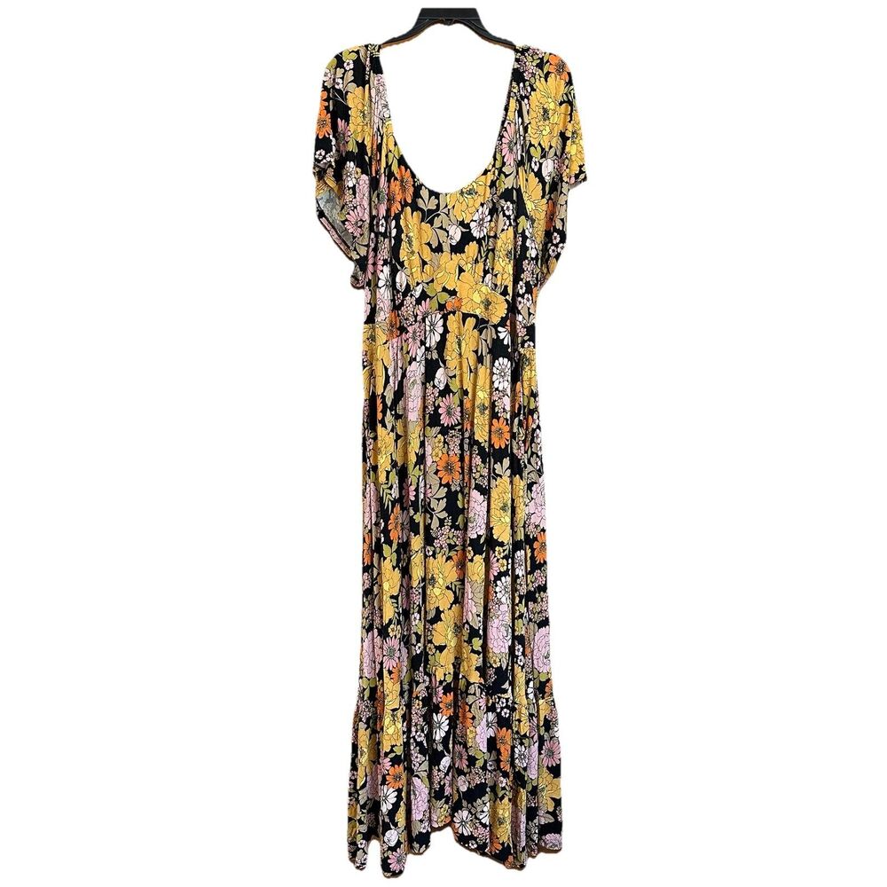 Torrid Maxi Dress 3X Short Sleeve Pullover Dark Floral Whimsigoth Boho Peasant